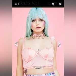 Dolls Kill Sugar Thrillz Luv Me Tender Bra Top Size Small